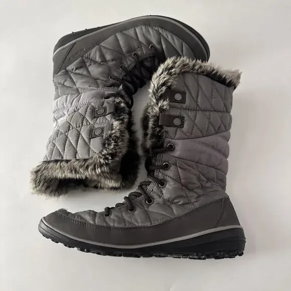 Columbia Waterproof Omni-Grip Tall Black Faux Fur Lace Up Winter Snow Boots 8.5 - Picture 3 of 9